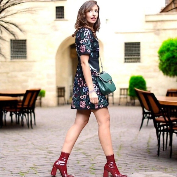 ZARA Black Embroidered Floral Mini Dress NWT Ref 4786/245 Blogger Fav Large L - Picture 2 of 14